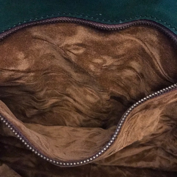 Vintage green leather handbag - Picture 6 of 14
